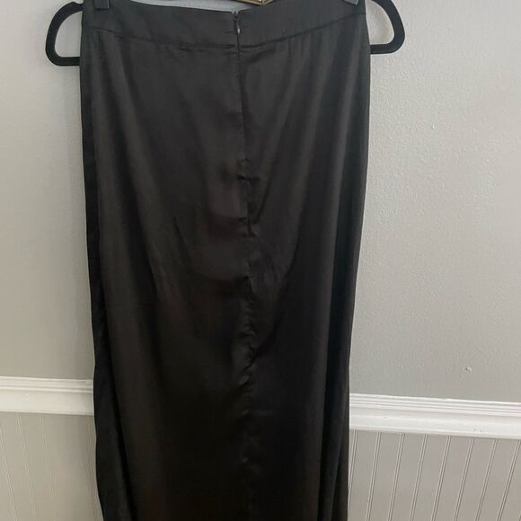 Naked Wardrobe Black Satin Maxi Skirt with Side Slit Small - Picture 7 of 10